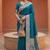 Teal soft banarasi silk fabric saree with natural zari weaving in gala border