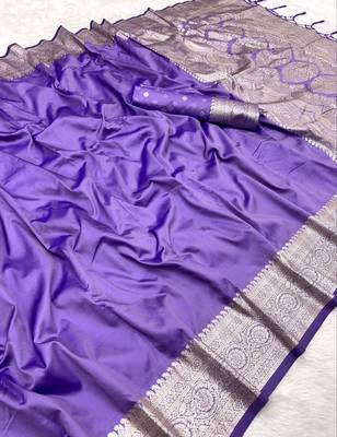 Lavender soft banarasi silk fabric saree with natural zari weaving in gala border 2
