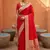 Red soft banarasi silk fabric saree with natural zari weaving in gala border