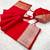 Red soft banarasi silk fabric saree with natural zari weaving in gala border