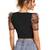  black polka dot crop top for women     aesthetic v-neck puff sleeve designer top