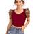  maroon dot printed puff sleeve crop top for women     aesthetic v-neck designer top