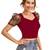  maroon dot printed puff sleeve crop top for women     aesthetic v-neck designer top