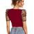  maroon dot printed puff sleeve crop top for women     aesthetic v-neck designer top