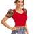  red dot printed puff sleeve crop top for women     aesthetic v-neck designer top