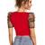  red dot printed puff sleeve crop top for women     aesthetic v-neck designer top