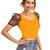 yellow dot printed puff sleeve crop top for women     aesthetic v-neck designer top