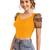 yellow dot printed puff sleeve crop top for women     aesthetic v-neck designer top