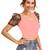  peach dot printed puff sleeve crop top for women     aesthetic v-neck designer top