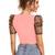  peach dot printed puff sleeve crop top for women     aesthetic v-neck designer top