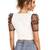  white dot printed puff sleeve crop top for women     aesthetic v-neck designer top