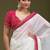 Women white embroidered tissue gold crush saree