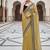 Women yellow embroidered soft twill net saree