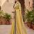 Women yellow embroidered soft twill net saree