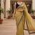 Women yellow embroidered soft twill net saree