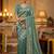 Women green embroidered fandy satin silk saree