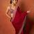 Women red embroidered fandy satin silk saree