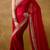 Women red embroidered fandy satin silk saree