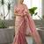 Women pink embroidered fandy satin silk saree