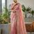Women pink embroidered fandy satin silk saree