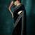 Women green embroidered viscose velvet saree