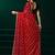 Women red embroidered net saree