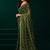 Women green embroidered net saree