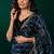 Women navy blue embroidered net saree