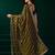 Women mehandi green embroidered net saree