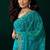Women turquoise blue embroidered net saree