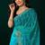 Women turquoise blue embroidered net saree