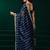 Women navy blue embroidered net saree