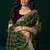 Women green embroidered net saree