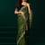 Women green embroidered net saree