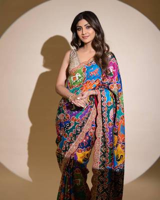 Multicolor traditional print saree 1