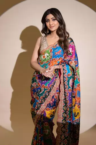 Multicolor traditional print saree