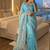 Blue Color embroidery work and sequence border Chiffon Saree