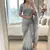 Grey Color embroidery work and sequence border Chiffon Saree