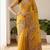 Yellow chiffon embroidered saree