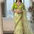 Parrot Green Color embroidery work and sequence border Chiffon Saree