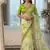 Parrot Green Color embroidery work and sequence border Chiffon Saree