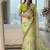 Parrot Green Color embroidery work and sequence border Chiffon Saree