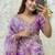 Purple Color embroidery work and sequence border Chiffon Saree