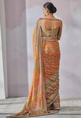 Multicolor geometric print saree 6