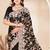 Black sequin zari resham embroidery work net saree sari for women