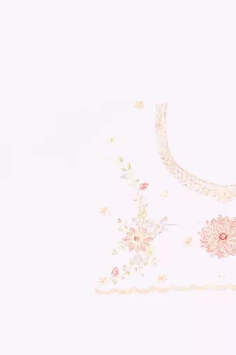 White sequin zari resham embroidery work net saree sari for women