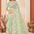 Green sequin zari resham embroidery work net saree sari for women