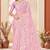 Pink sequin zari resham embroidery work net saree sari for women