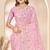 Pink sequin zari resham embroidery work net saree sari for women