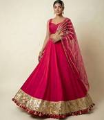 rani pink embroidered silk lehenga set